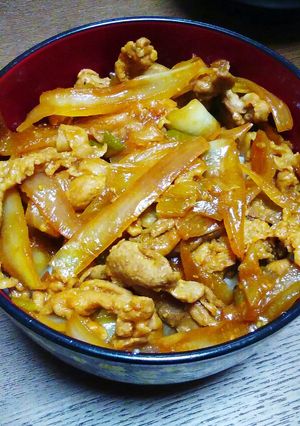 豚こまの味噌ニンニクしょうが丼-レシピのメイン写真