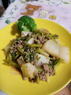蕪と挽肉の炒め物~ソース風味~-レシピのメイン写真