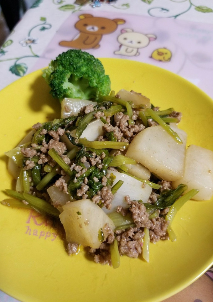 蕪と挽肉の炒め物～ソース風味～-レシピのメイン写真