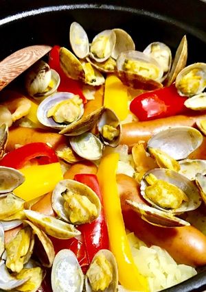 簡単豪華☆あさりとソーセージのパエリア-レシピのメイン写真