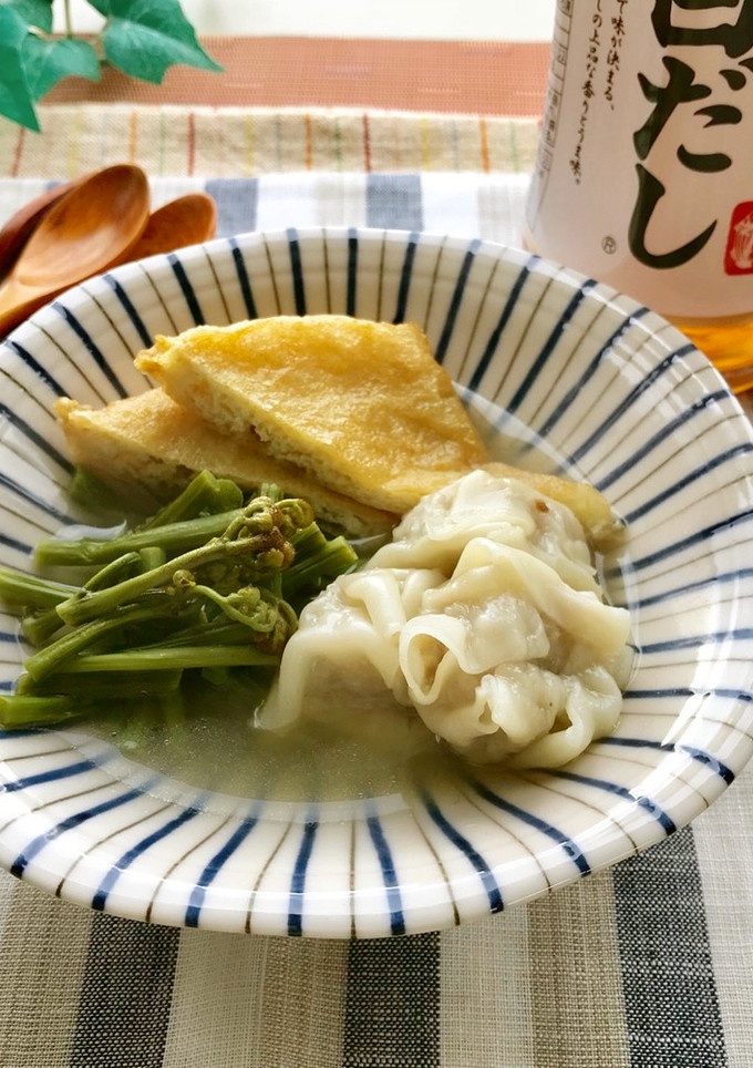 蕨とお揚げとレトルト焼売！白だしさっと煮-レシピのメイン写真