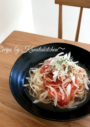 簡単！冷製パスタ風ツナトマト麺(ランチ)-レシピのメイン写真