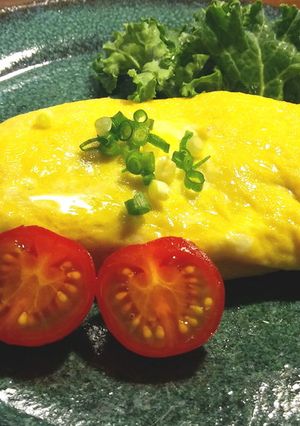 挽肉入りオムレツ 塩トマト-レシピのメイン写真