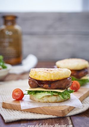照り焼きチキン-カオジーライスバーガー-レシピのメイン写真