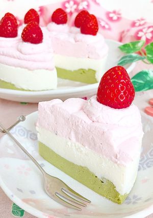ひな祭り♡お豆腐の三色チーズケーキ-レシピのメイン写真