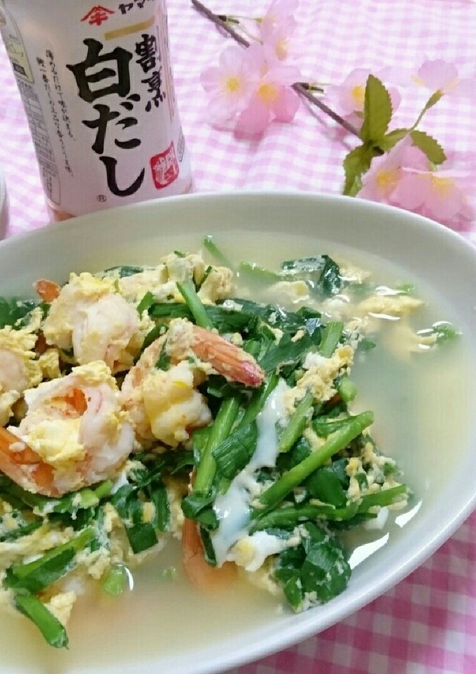 白だしさっと煮☆海老とニラの玉子とじ-レシピのメイン写真