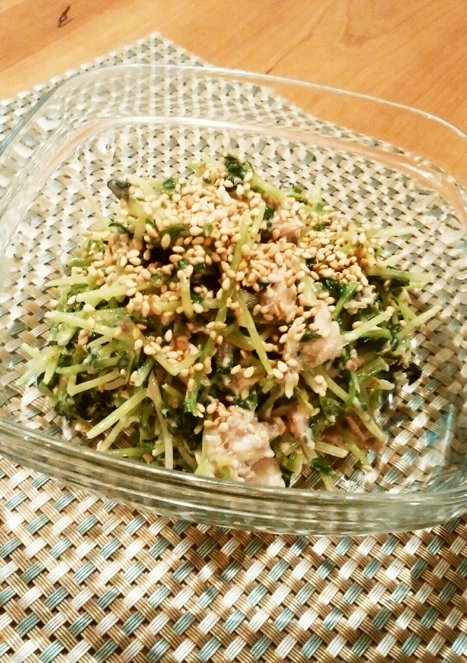 豆苗とさば缶の和え物-レシピのメイン写真