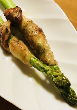 【おつまみ】アスパラガスの鶏かわ巻-レシピのメイン写真