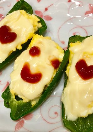 ピーマンのふわふわ卵詰め-レシピのメイン写真