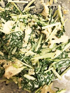 水菜と鶏ささみの胡麻マヨサラダ-レシピのメイン写真