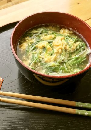 あっさりと水菜たっぷり卵とじ汁-レシピのメイン写真