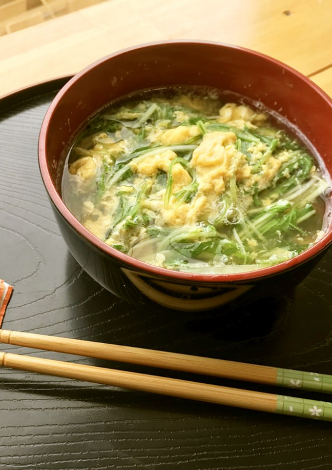 あっさりと水菜たっぷり卵とじ汁-レシピのメイン写真