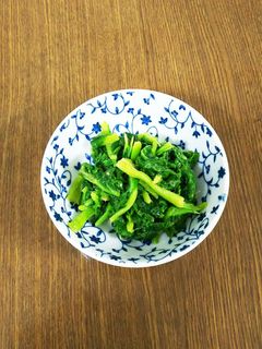 液味噌でかき菜のきな粉和え♪-レシピのメイン写真