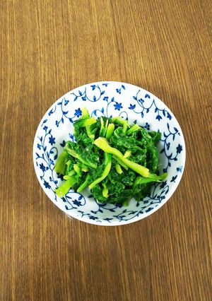 液味噌でかき菜のきな粉和え♪-レシピのメイン写真