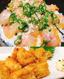 イシモチの漬け丼＆卵を使わないフライ