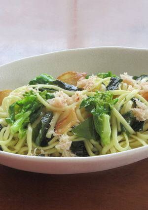 わたりがにと菜の花のリングイネの春パスタ-レシピのメイン写真