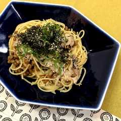 รูปของ ☆にんにくマヨで旨！納豆と豚の和風パスタ