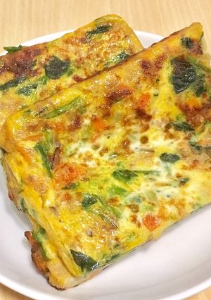 卵焼き用フライパンでほうれん草の千草焼き-レシピのメイン写真