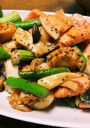 鮭とホタテと野菜のレモン醤油ソテー-レシピのメイン写真