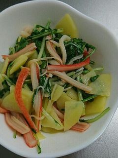 じゃがいもカニかま水菜の炒め物-レシピのメイン写真