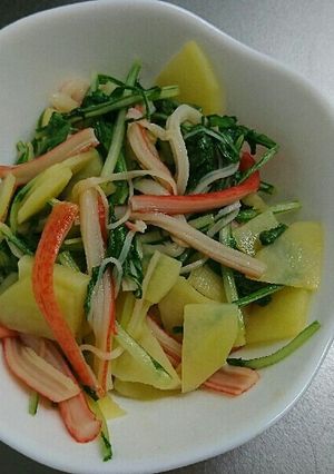 じゃがいもカニかま水菜の炒め物-レシピのメイン写真