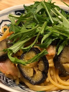 *ナスとベーコンと水菜の和風パスタ*-レシピのメイン写真