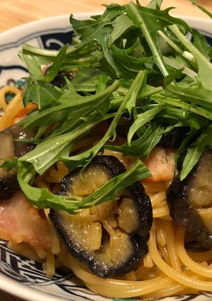 ＊ナスとベーコンと水菜の和風パスタ＊-レシピのメイン写真