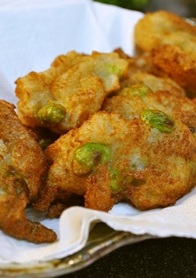 蓮根と山芋と枝豆の落とし揚げ-レシピのメイン写真