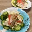 塩もみきゅうりと豆腐とカニカマdeごま油ポン酢和