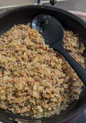 ひき肉と玉ねぎの炒め物-レシピのメイン写真