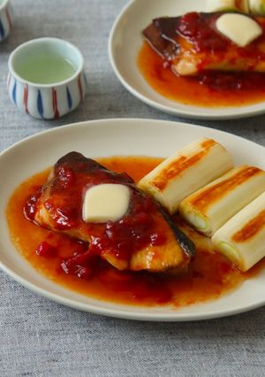 ぶりと長ねぎの梅バター照り焼き-レシピのメイン写真