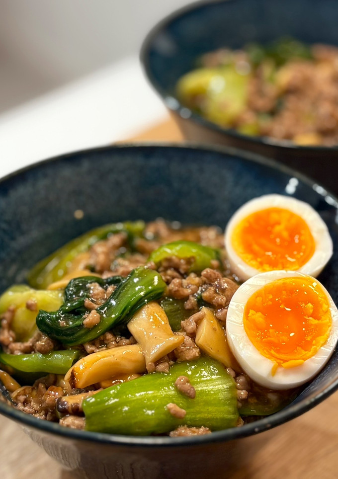 とろ〜り熱々！ひき肉と青梗菜のあんかけ丼-レシピのメイン写真