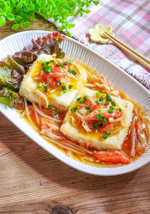 ☆カニともやしのあんかけ揚げ出し豆腐☆-レシピのメイン写真