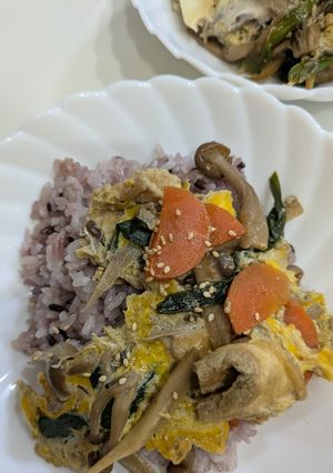 牛蒡人参等の入ったたっぷり野菜の卵丼ぶり-レシピのメイン写真