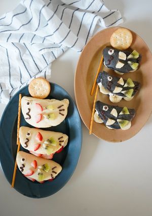 鯉のぼりフルーツオムレットケーキ-レシピのメイン写真