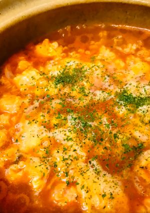 鍋の〆●トマト缶プラス鍋からの玉子雑炊-レシピのメイン写真