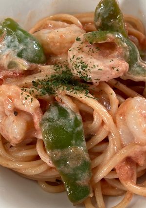 エビとピーマンのトマトクリームパスタ-レシピのメイン写真