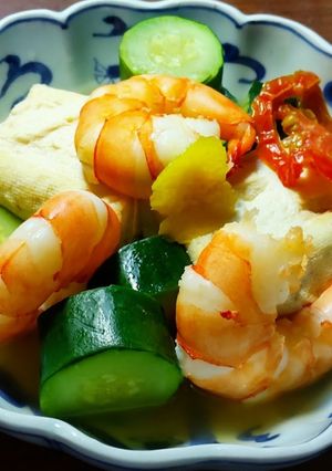 海老ズッキーニ冷凍豆腐の煮物 発酵玉葱-レシピのメイン写真