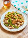 にんにくの芽と豚肉のだしマヨ炒め！