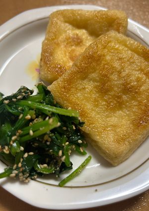 油揚げチーズ焼き、ほうれん草添え-レシピのメイン写真