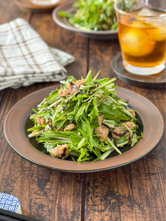 水菜とツナの塩昆布おつまみサラダ-レシピのメイン写真