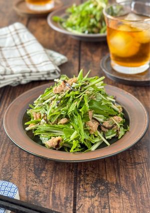水菜とツナの塩昆布おつまみサラダ-レシピのメイン写真