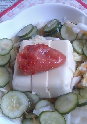 きゅうりと3種の野菜の浅漬＋明太載せ冷奴-レシピのメイン写真