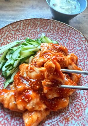 鶏ムネの冷製ヤンニョムチキン。油なし！-レシピのメイン写真
