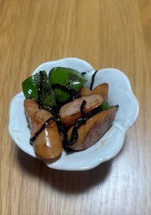 ピーマンとウインナーの塩昆布炒め-レシピのメイン写真