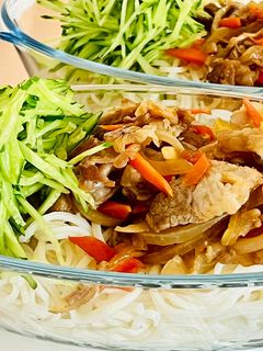 【ズボラ料理】野菜たっぷり肉そうめん-レシピのメイン写真