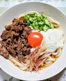 簡単昼食！長芋オクラの牛すき冷やしうどん