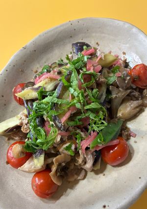 蒸し茄子と豚の醤油麹和え-レシピのメイン写真
