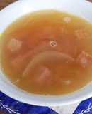 不器用干し椎茸の戻し汁と残り物の汁