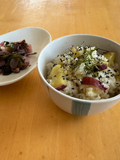 さつまいもご飯と自家製しば漬け♪-レシピのメイン写真
